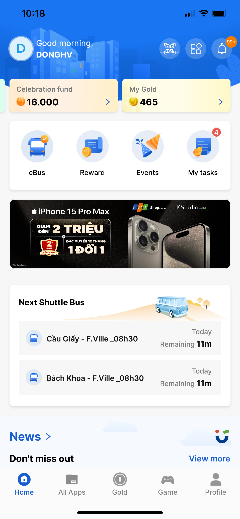 Employee engagement app screenshot